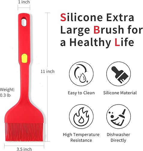 Miniatura 3 de ESSBES Cepillo de silicona extra grande para repostería, resistente al calor, extra ancho, apto para lavavajillas, para cocinar, hornear, asar,