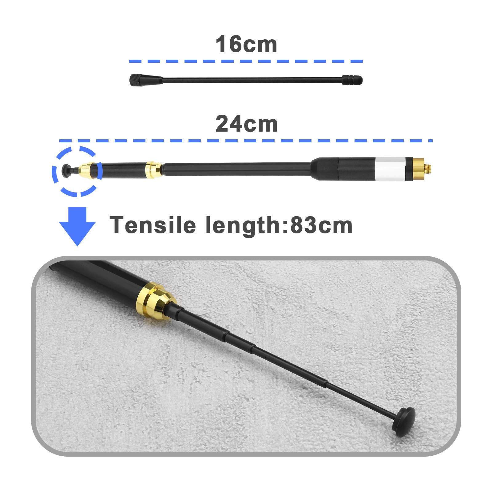 SMA-żeńska chowana antena AL-800 dwuzakresowa VHF/UHF 144/430 MHz kompatybilna z Baofeng kompatybilna z Quansheng Walkie-Talkie