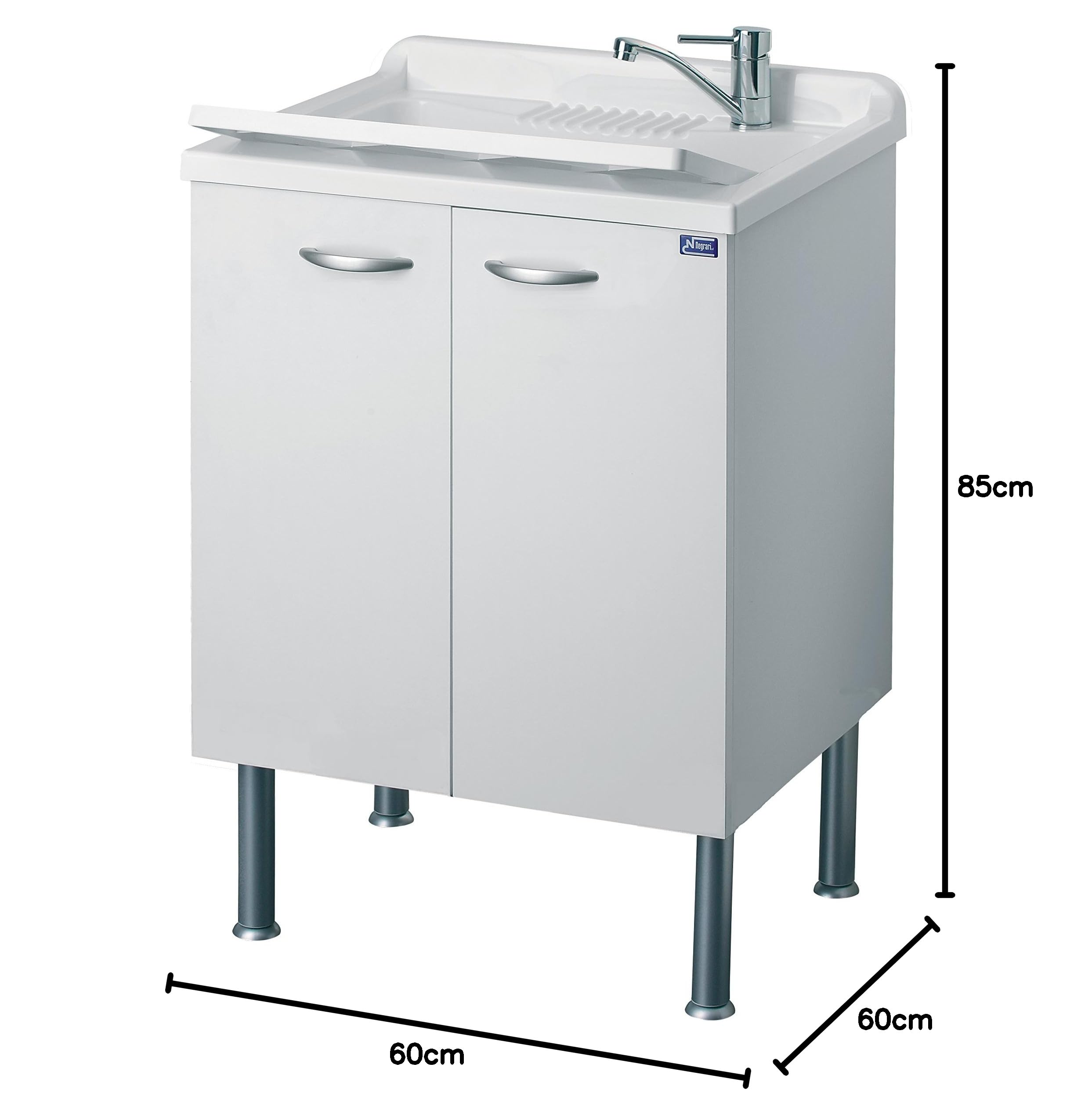 Negrari 6002SK Lavatoio Lavapanni in Nobilitato Idrofugo, L60 x 50 x 85H cm, Bianco