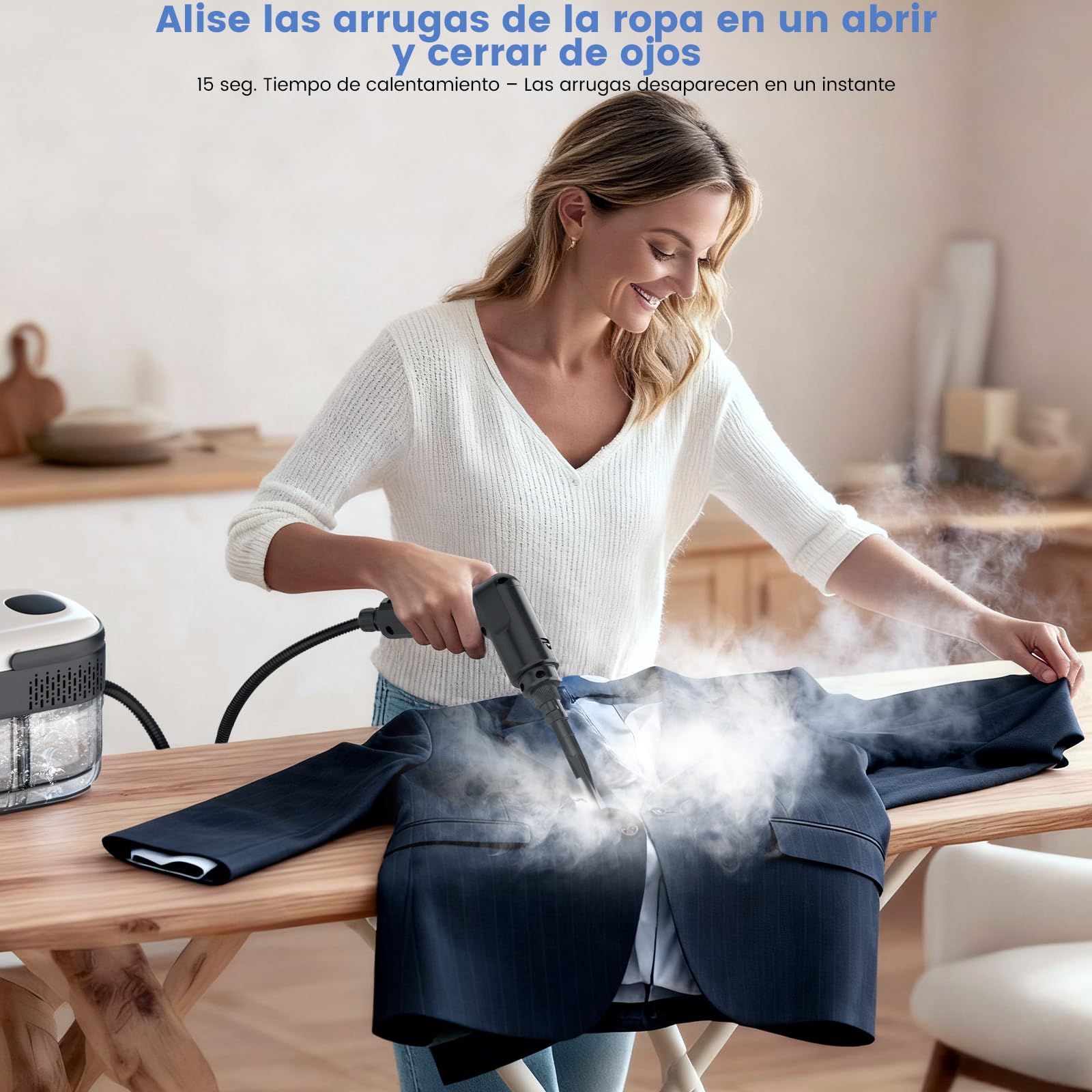 Limpiador a Vapor Portátil 2500W, Vaporeta de Mano 1,4L, 18 Accesorios, 3 Modos de Vapor