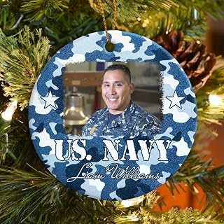 Custom Military Keepsake for Veterans, Sailors, and Navy Retirements – Personalized Solider Christmas Ceramic Ornament – Holiday Tree Decor, Armed Forces Gift, US Navy Tribute Decoration