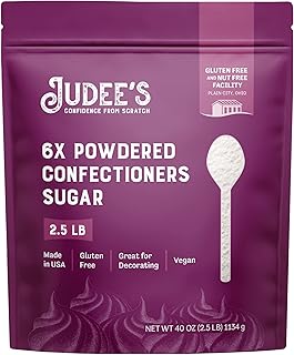 Judee’s 6X Powdered Confectioners Sugar 2.5 lb - 100% Non-GMO, Gluten-Free, and Nut-Free - 6X Size Perfect for Icings, Fro...