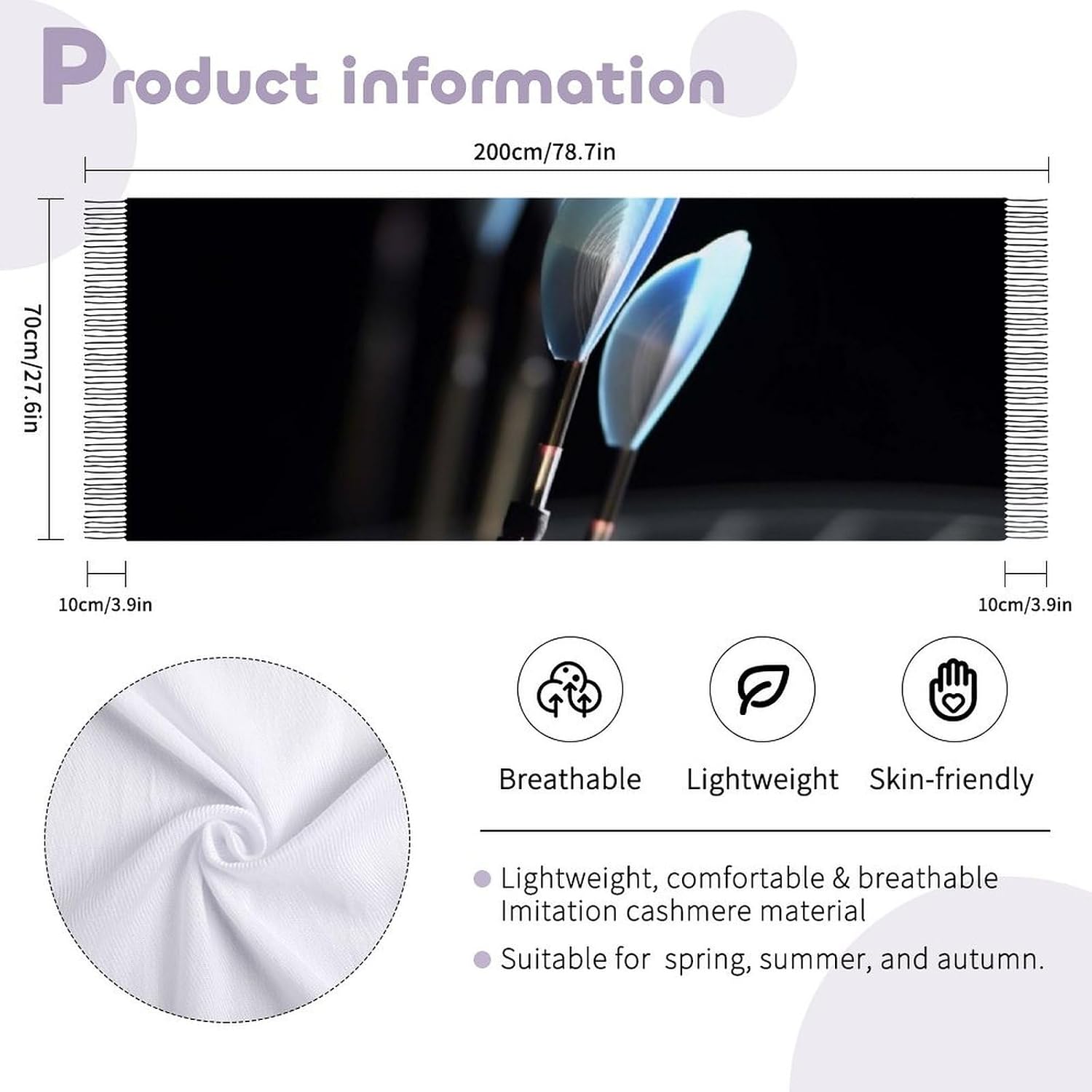 Darts Arrows Scarf for Women Lightweight, Men's Scarves Classic Winter Fashion Tassel Scarf Shawl Wrap, Cashmere Scarves for Daily Wear