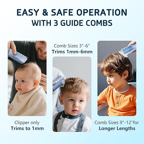 Miniatura 8 de DAILYLIFE Cortapelos para bebés, cortapelos silenciosos para niños con autismo, kit de corte sensorial de pelo de bebé, recortador de pelo