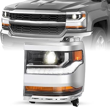 TUSDAR Headlight Assembly Fits For [HID/Xenon Type] 2016-2019 Chevy Silverado 1500 Pickup Truck Projector Headlights Replacement Factory Headlamp LH Left Driver Side Chrome Housing