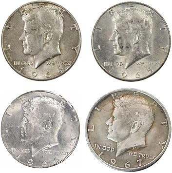 4pcs Set JFK Coin-1964 1965 1966 1967 Kennedy Half Dollars Coin - Replica Coin for History Study and Remembrance