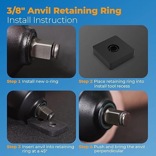 Miniatura 7 de Anillo de retención de impacto de 3/8 pulgadas para anillo de fricción de impacto de 3/8 con junta tórica, reemplazo de anillo de cerdo de impacto