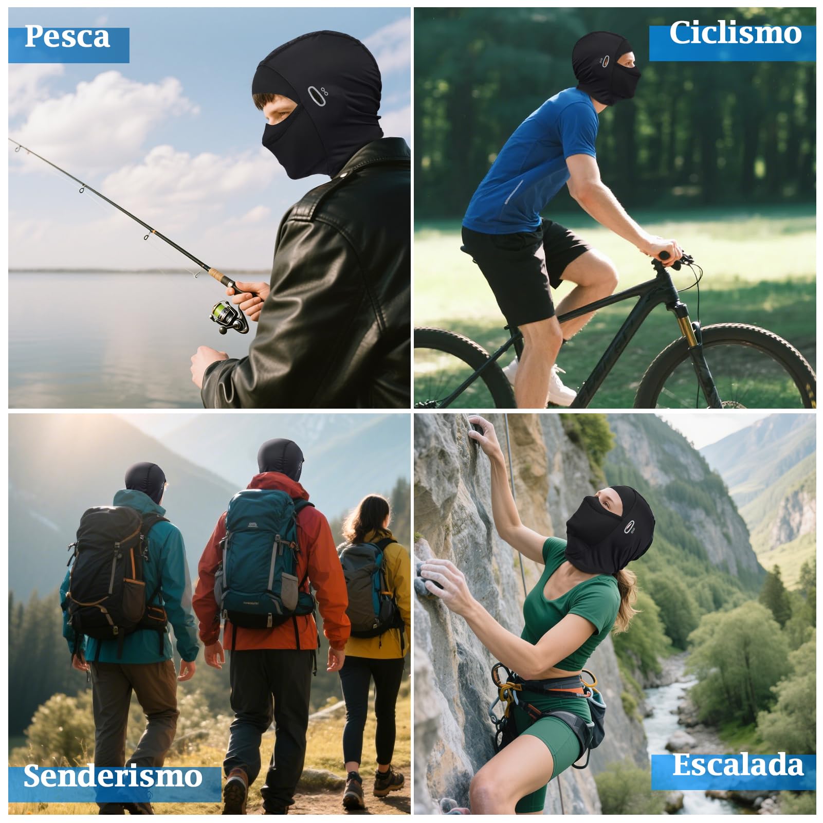 Kiiwah Pasamontañas Verano Transpirable Balaclava Moto, Protección Solar Sotocasco Moto Fino Pasamontañas Hombre Mujer para Motocicleta Ciclismo (Largo/Corto)