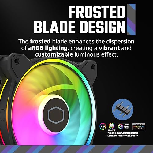 Miniatura 10 de Cooler Master Funda MF120 Halo  Enfriador de líquido  Ventilador de aire fresco, ventilador de 4.724 in, anillos aRGB de doble bucle, PWM dinámico