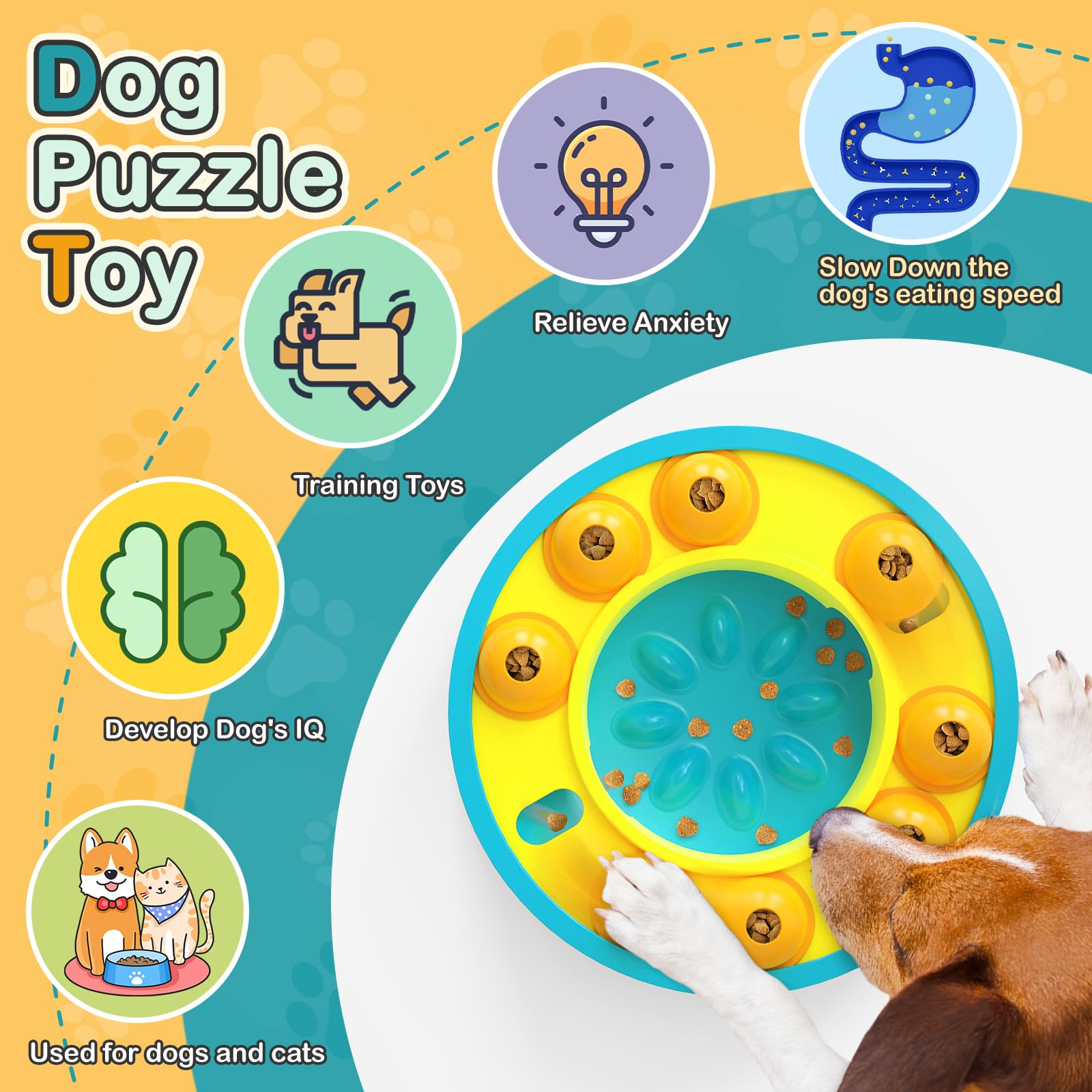 Yirochan Interactive Dogs Toys for Slow Feeder 2 in 1 Dog Puzzle Toys Treat Dispenser for Dogs Cats Puzzle Feeders for Dogs IQ Training Funny Feeding Reducing Boredom Intelligence Improving - Image 2