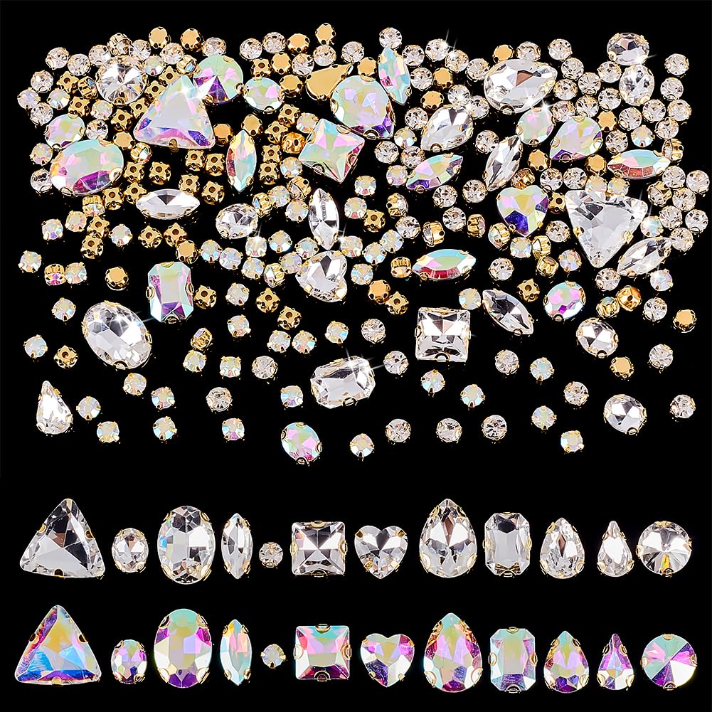 Piedras de estrás para coser cristales brillantes de formas mixtas WADORN 260 uds