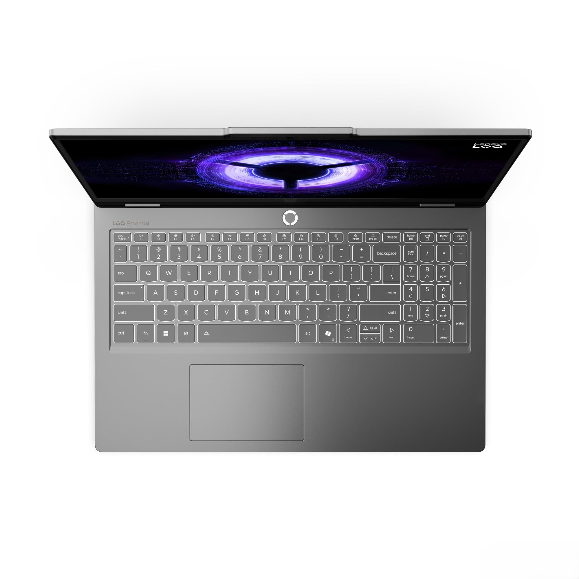 Lenovo LOQ Essential Gaming AI Laptop | 15.6" FHD 144Hz | NVIDIA GeForce RTX 5060 | Intel Core i5-13450HX | 16GB RAM | 1TB SSD | Windows 11 | QWERTZ | Weiss-beleuchtet | Grau | 3 Monate Game Pass
