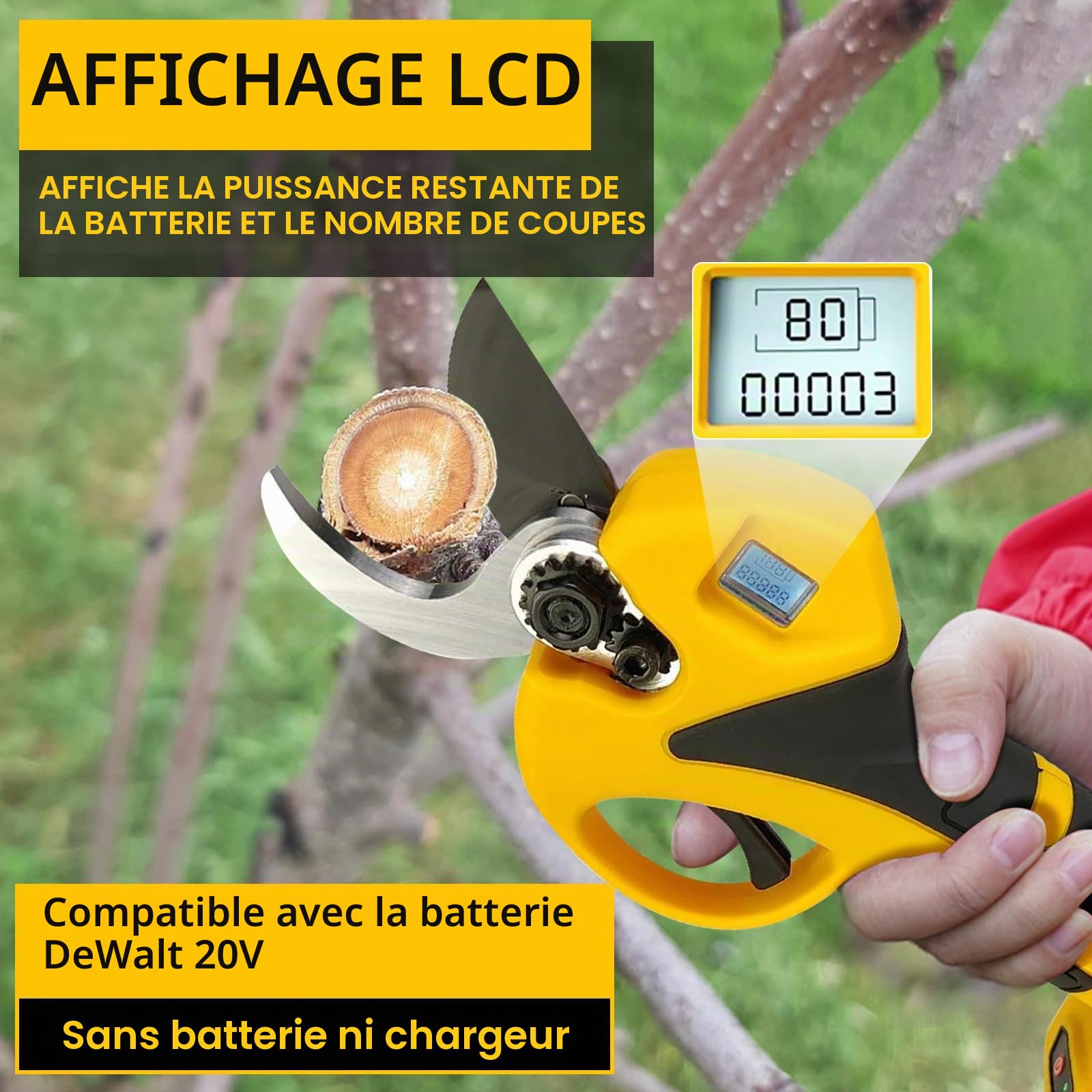 Sécateur Électrique Sans Fil Brushless, Diamètre de Coupe de 55 mm