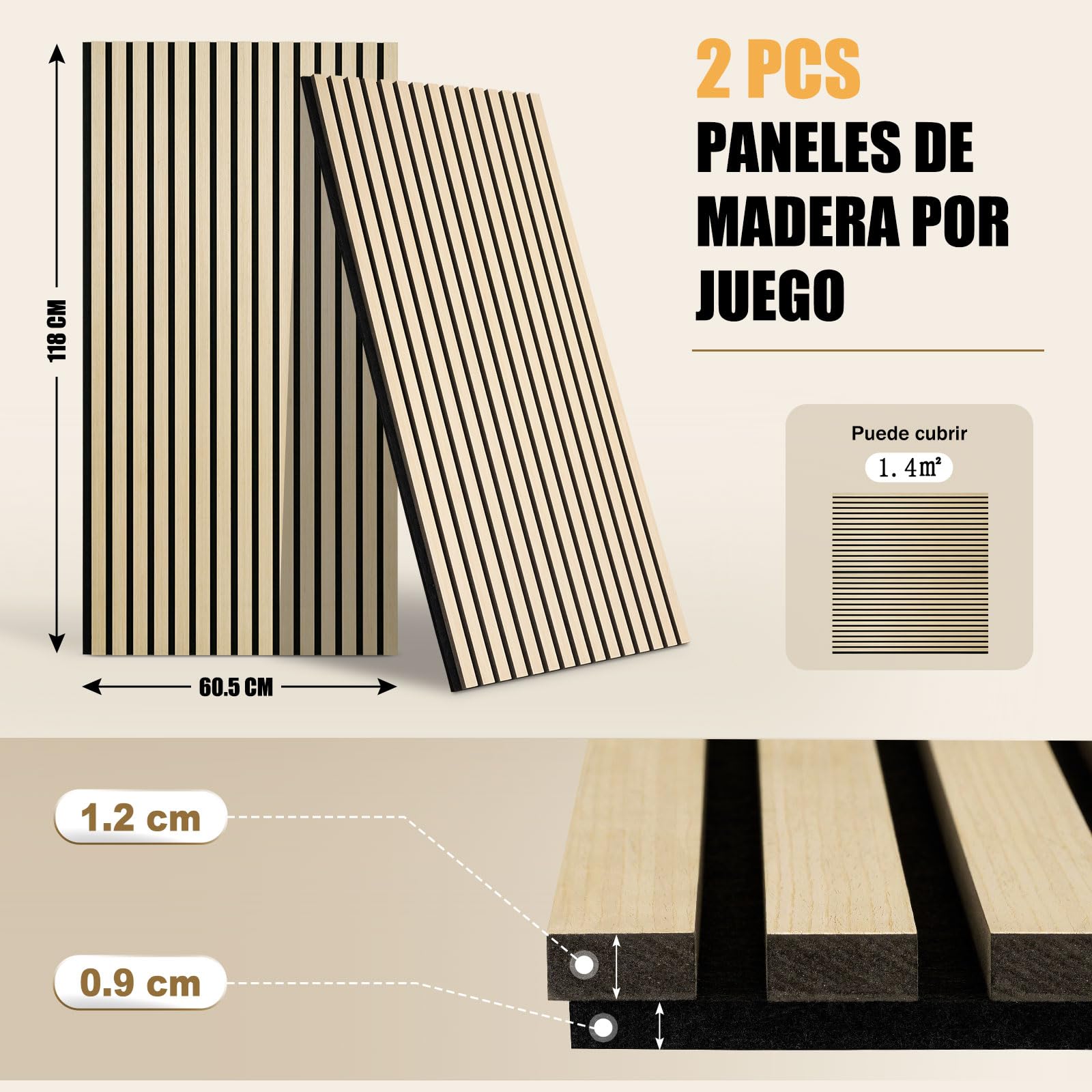 DOLLAR BOSS Paneles acústicos de madera, paneles de pared 3d 120x60cm 2 Piezas | pared de madera, pared acústica, paneles acústicos, pared con molduras decorativas Roble Blanco