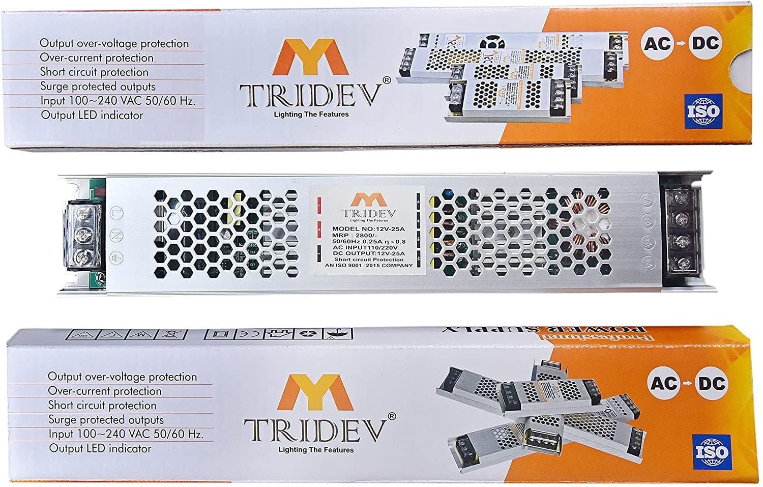 Ultra-Thin DC 12V 25A 300W Switching Power Supply Universal Regulated Transformer (AC 220V/240V to DC 12Volt 25Ampere 300Watts suitable for LED strips, car stereos, wireless routers.-image-46