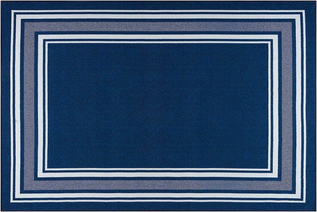 Beverly Rug Non Slip Area Rugs 2x3 Modern Bordered Non Skid Rubber Backing Soft Entryway Rug for Living Dining Room Easy to Clean Non Shedding Kitchen Bedroom Indoor Carpet 2 x 3 Navy