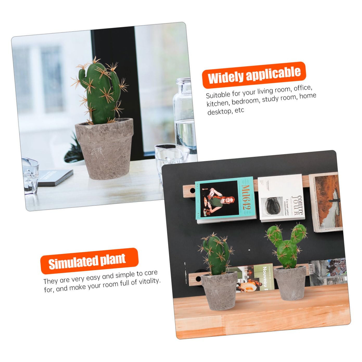 GLEAVI Set 4pz Piante Grasse Finte in Plastica e Polpa, Decorazione da Scrivania per Ufficio e Cucina, Aspetto Vero e Naturale, Facilità di Cura e Atmosfera Fresca