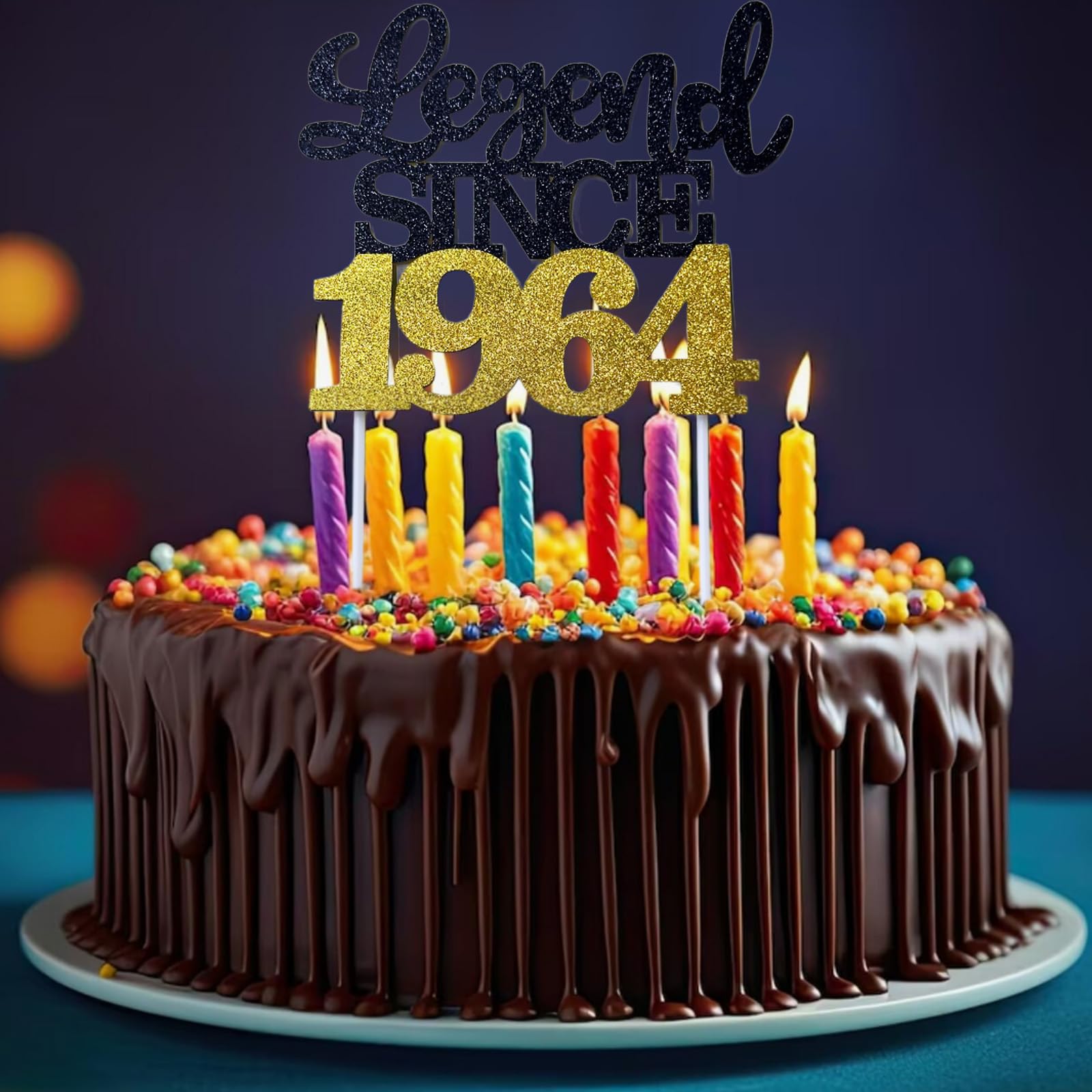 Topper Per Torta 61° Compleanno Con Glitter Nero – Decorazione Da 15,5 Cm Per Torta – Divertente E Originale