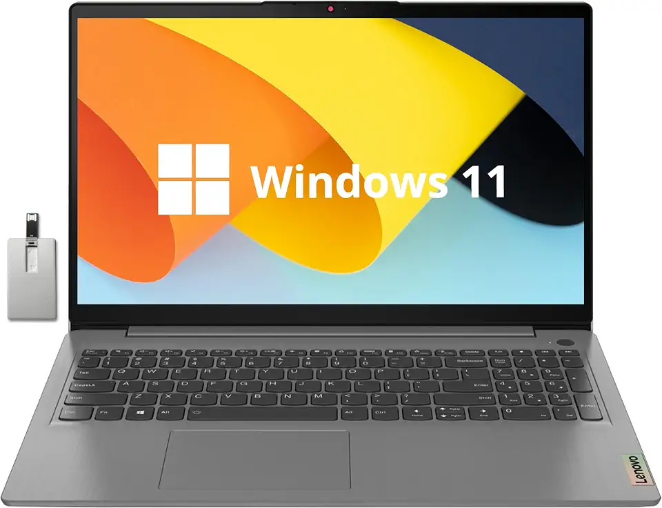 Lenovo Ideapad 3i 39.6 cm FHD Touchscreen Laptop, Intel i3-1115G4, 8GB RAM, SSD PCIe 256GB, gráficos Intel UHD, teclado numérico, câmera HD 720P, WiFi 6, Win 11, cinza, cartão USB Hotface de 32 GB