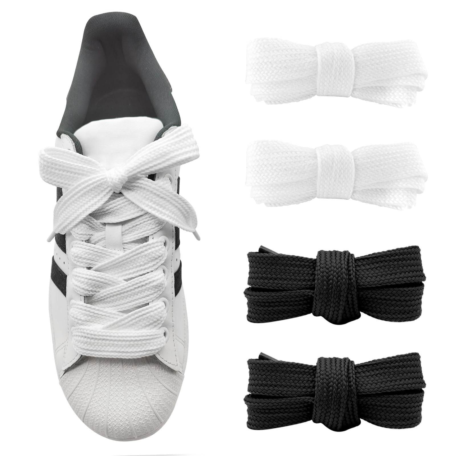 UamGlsob2 Pairs 3/4''Fat Shoe Laces, 36''-63''Length Flat Thick Wide Jumbo Shoelaces Replacement Laces for Adidas Superstars