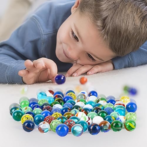 Miniatura 6 de POPLAY 78 canicas de vidrio coloridas, canicas de 58 pulgadas a granel para niños, juegos de canicas para manualidades, decoración del hogar,
