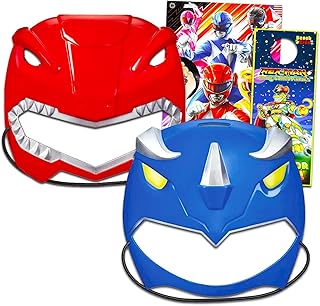 Masks Set - Bundle 2 Pack with Red and Blue Power Ranger Masks for Dress Up Pretend Play, Stickers, More | Costume Accessories for Kids - Buy now