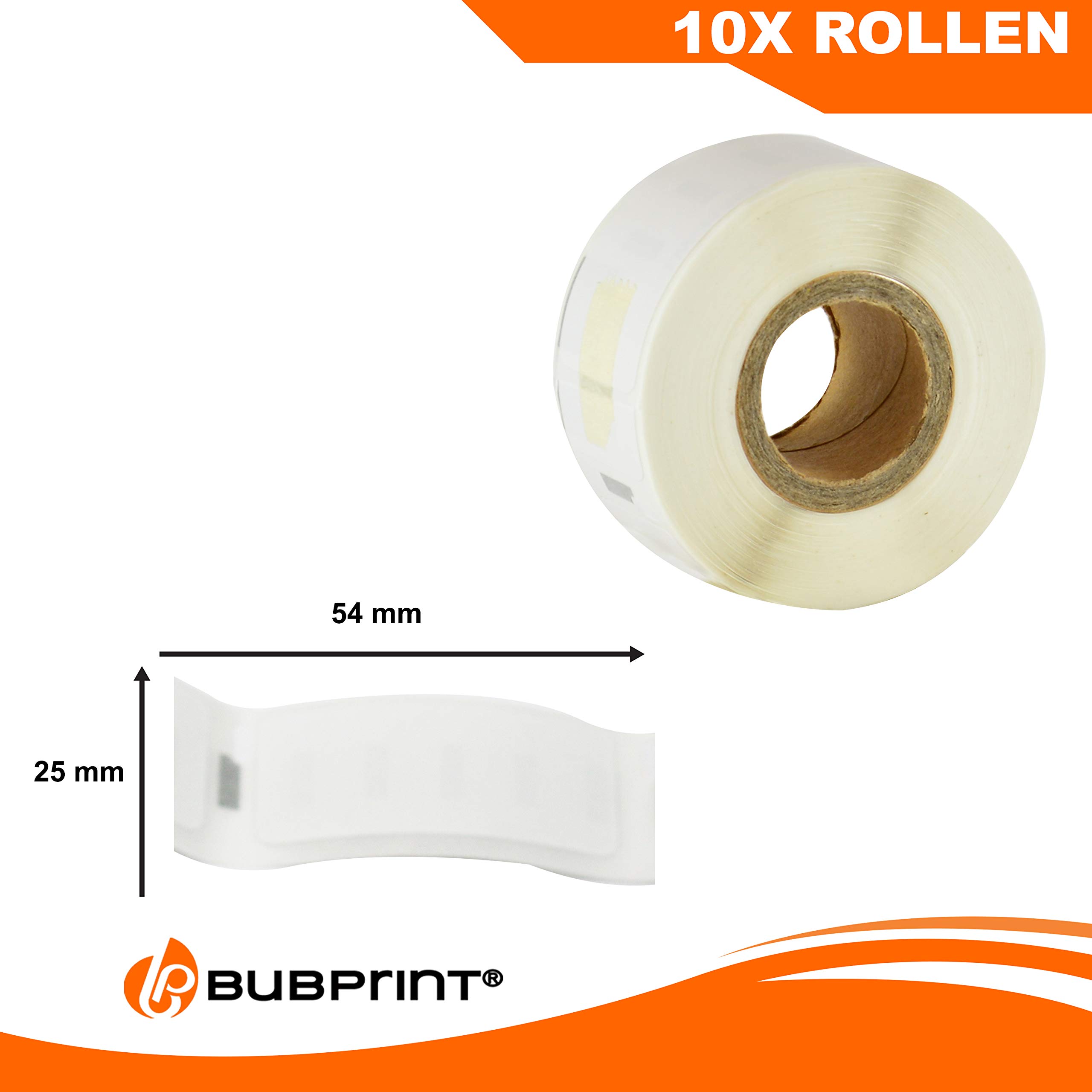 Bubprint 10 Etiketten kompatibel mit Dymo 11352 S0722520 25x54mm | Passend für Labelwriter 310 320 330 Turbo 400 Twin Turbo Duo 450 SE450