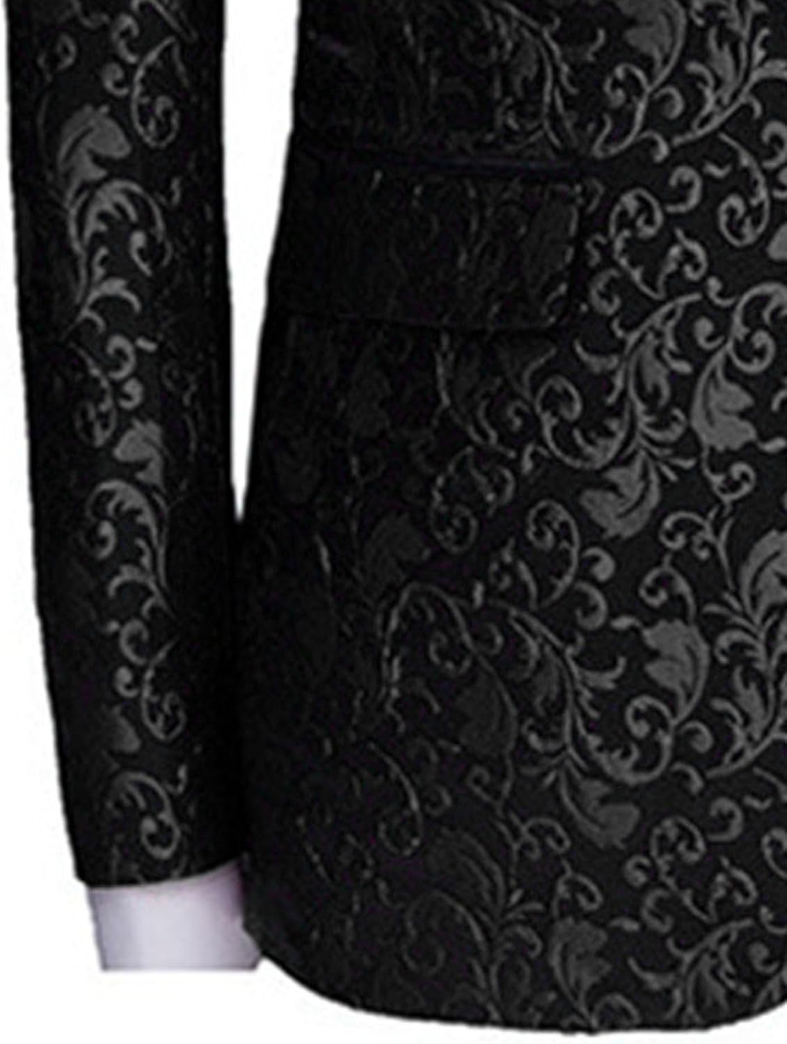 JEsilunmaMY Mens Stylish Floral Tuxedo Jacket Shawl Lapel Slim Fit Jacquard Suit Jacket Tuxedo Blazer for Wedding Prom Dinner