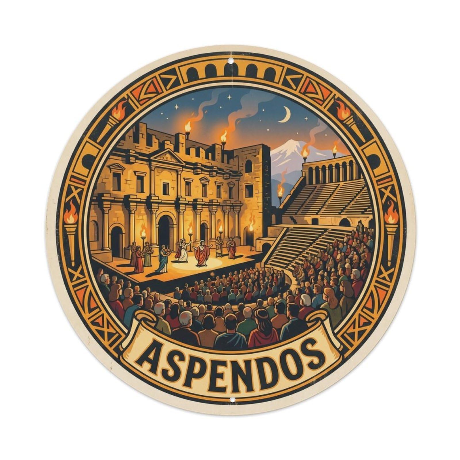 Aspendos Theatre Ancient Turkey Landmark Metal Tin Sign