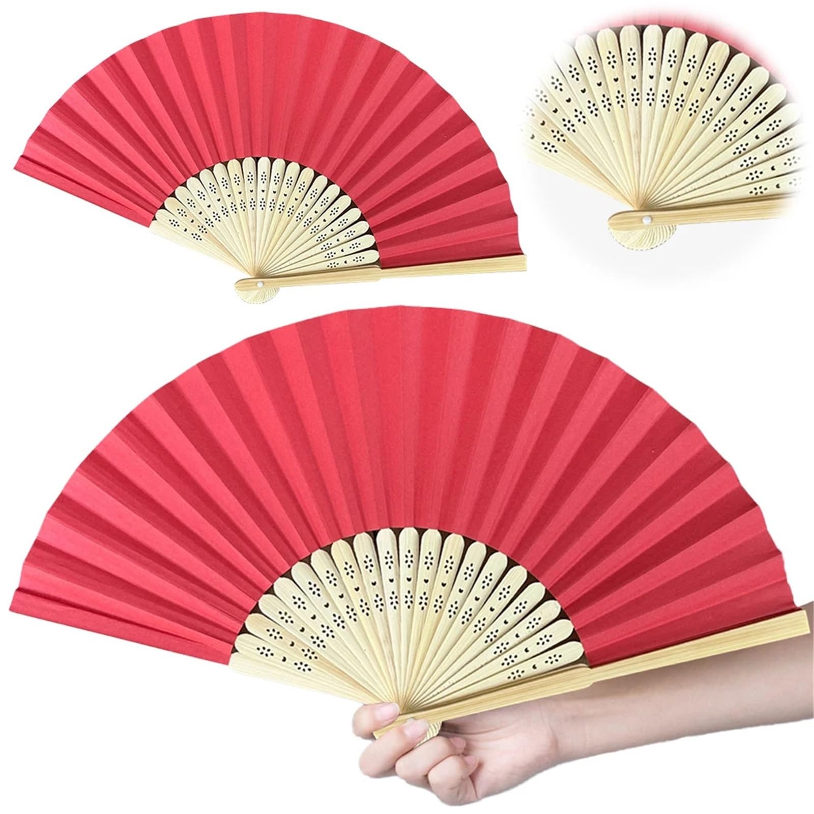 Fächer Handfächer, Bambus-Papierfächer, Taschen-Faltfächer, einfarbig, Gastfächer, DIY-Gast for Hochzeit, Geburtstag, Sommerparty(10PCS Orange)