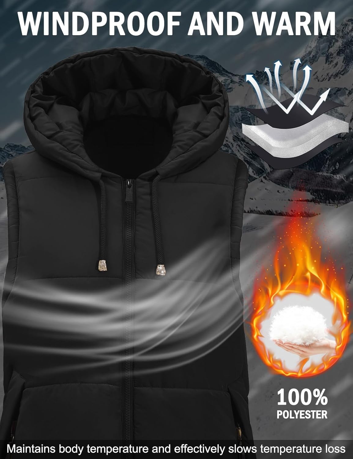 Long Womens Puffer Vest Winter Sleeveless Puffy Jacket with Hood Warm Quilted Vest 2025 - Image 4