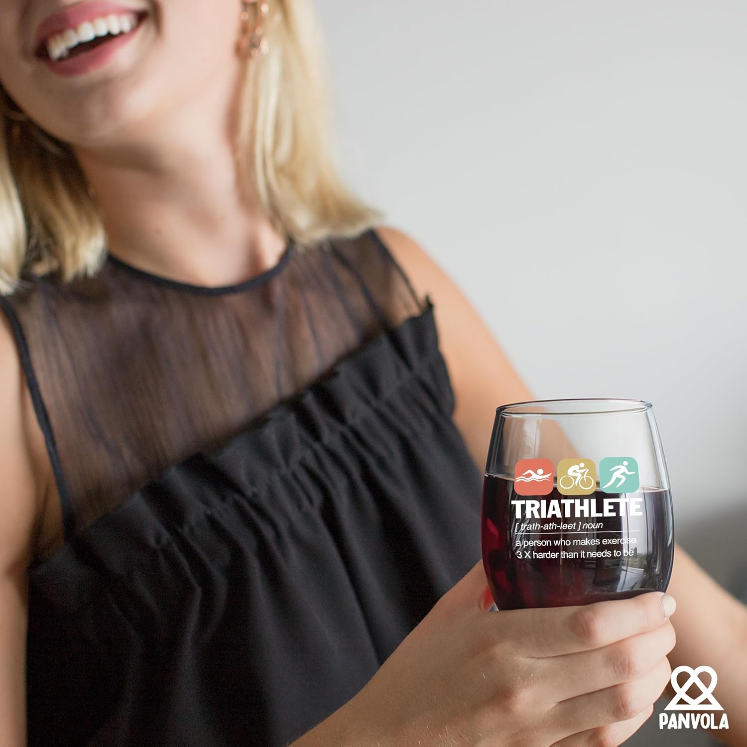 Panvola Triathlete Definition Athlete Gifts Swimmer Biker Runner Sports Player Stemless Wine Glass Clear Glasses For Red White Wine 17 oz - Image 5