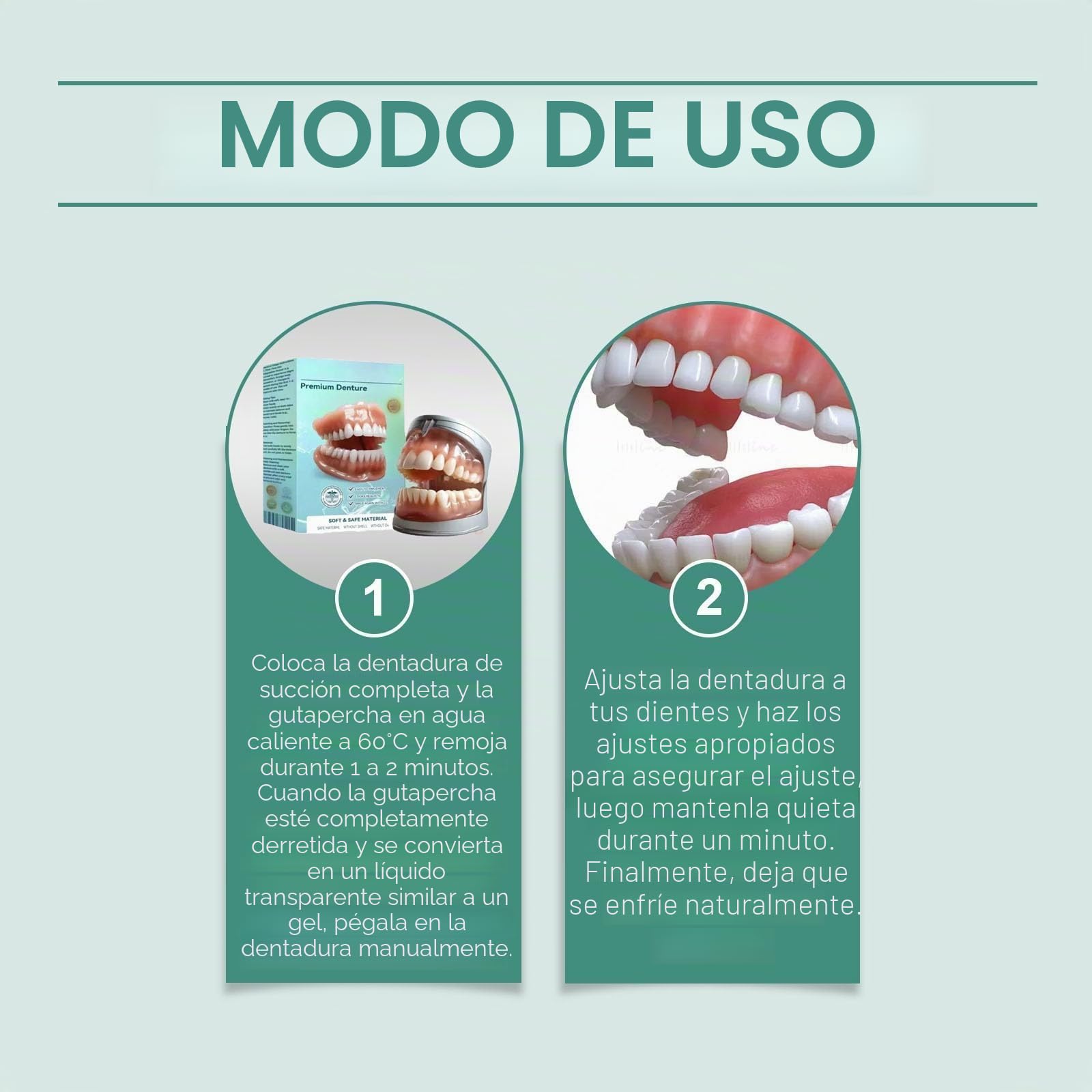 Prótesis dentales completas, solución flexible de última generación para prótesis completas, ideal para mayor comodidad y estética, dientes cómodos y de aspecto natural (2pcs)