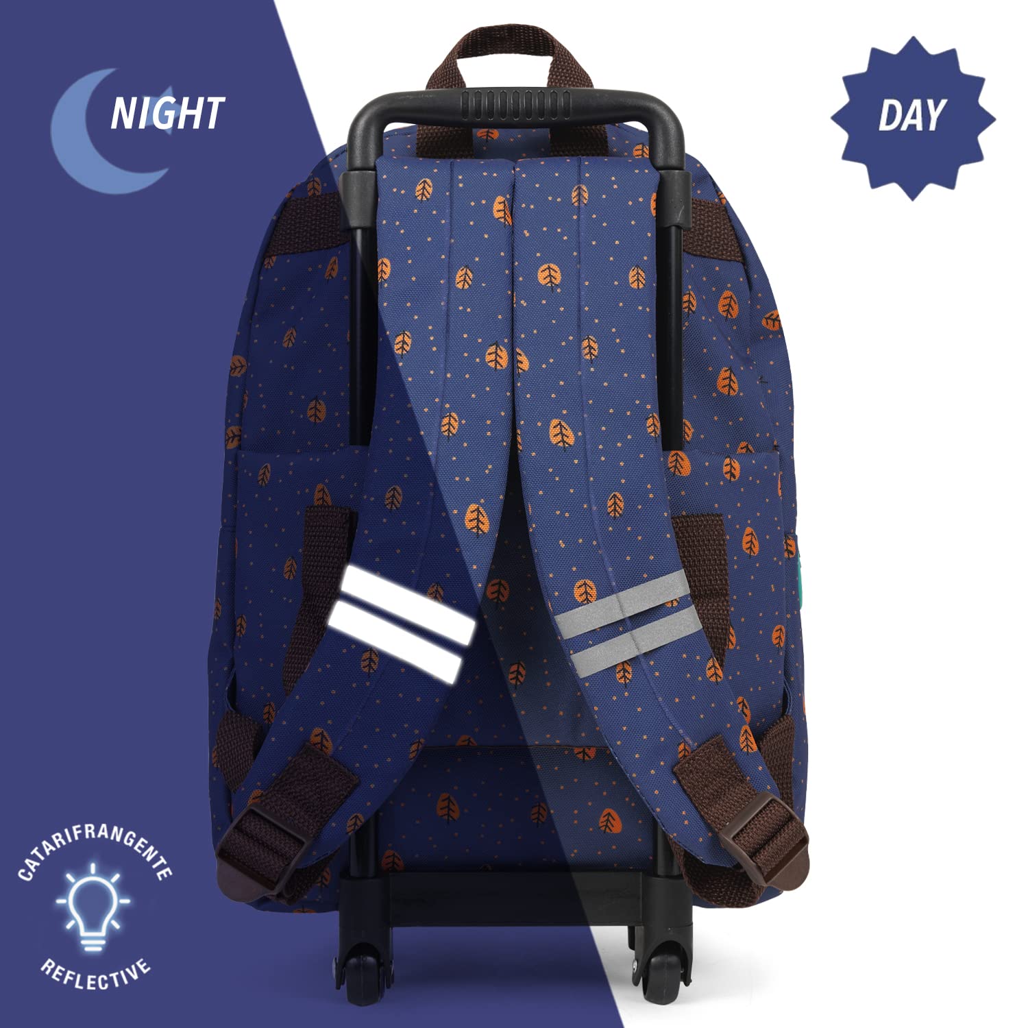 PERLETTI Sac a Dos Enfant Imprimés Animaliers Ecole Maternelle avec Roues - Sac à roulettes Fille Garcon Léger Détails Réfléchissants - Cartable Coloré Haute Qualité pour Voyage - 36x25x15