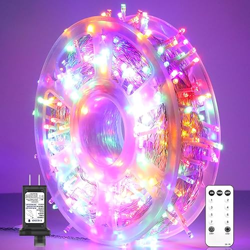 Miniatura 13 de 600 luces LED de Navidad impermeables para exteriores, luces parpadeantes de 246 pies, luces que cambian de color con 11 modos de iluminación,