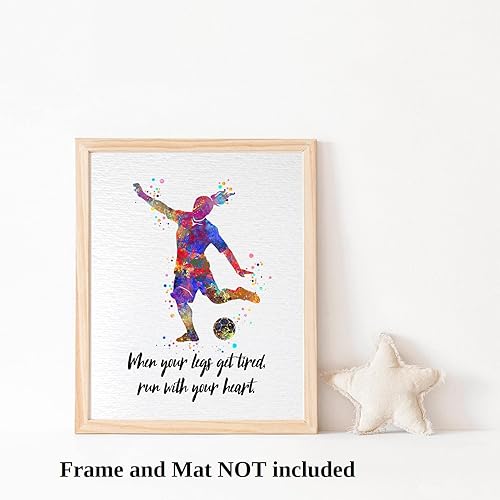Miniatura 3 de Dignovel Studios Póster DN731 de 8 x 10 pulgadas sin marco con cita inspiradora acuarela artística femenina de fútbol femenino decoración de pared