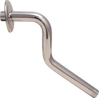Z-style Shower Arms with Flanges, Lowers Existing Shower Head/Handheld Shower Unit by 7 Inch, Polished Chrome Finish - By PlumbUSA