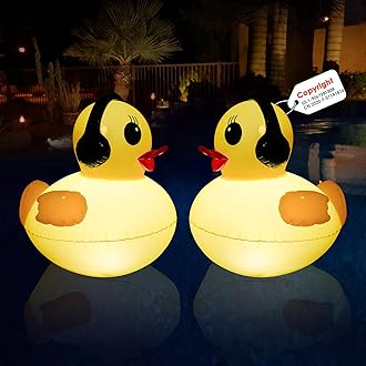 Floating Solar Pool Lights, 16 inch Waterproof Pool Lights that Float, Light up LED Pool Accessories, Glow Duck Pool Light, Inflatable Solar Floating Light for Pools,Pond,Hot tub,Party-2pcs