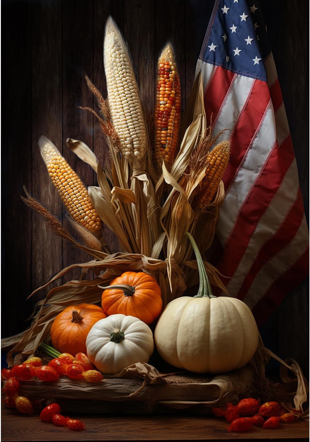 America Forever USA Autumn Bounty Thanksgiving House Flag 28 x 40 inch Double Sided Large Fall Flags for Yard, Outside, Patriotic Harvest Flag Outdoor Decors