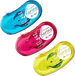 Plus Norino Beans 39-095 Adhesive Tape, Firmly, Width 0.2 inches (6 mm) x 26.2 ft (8 m), Pack of 3