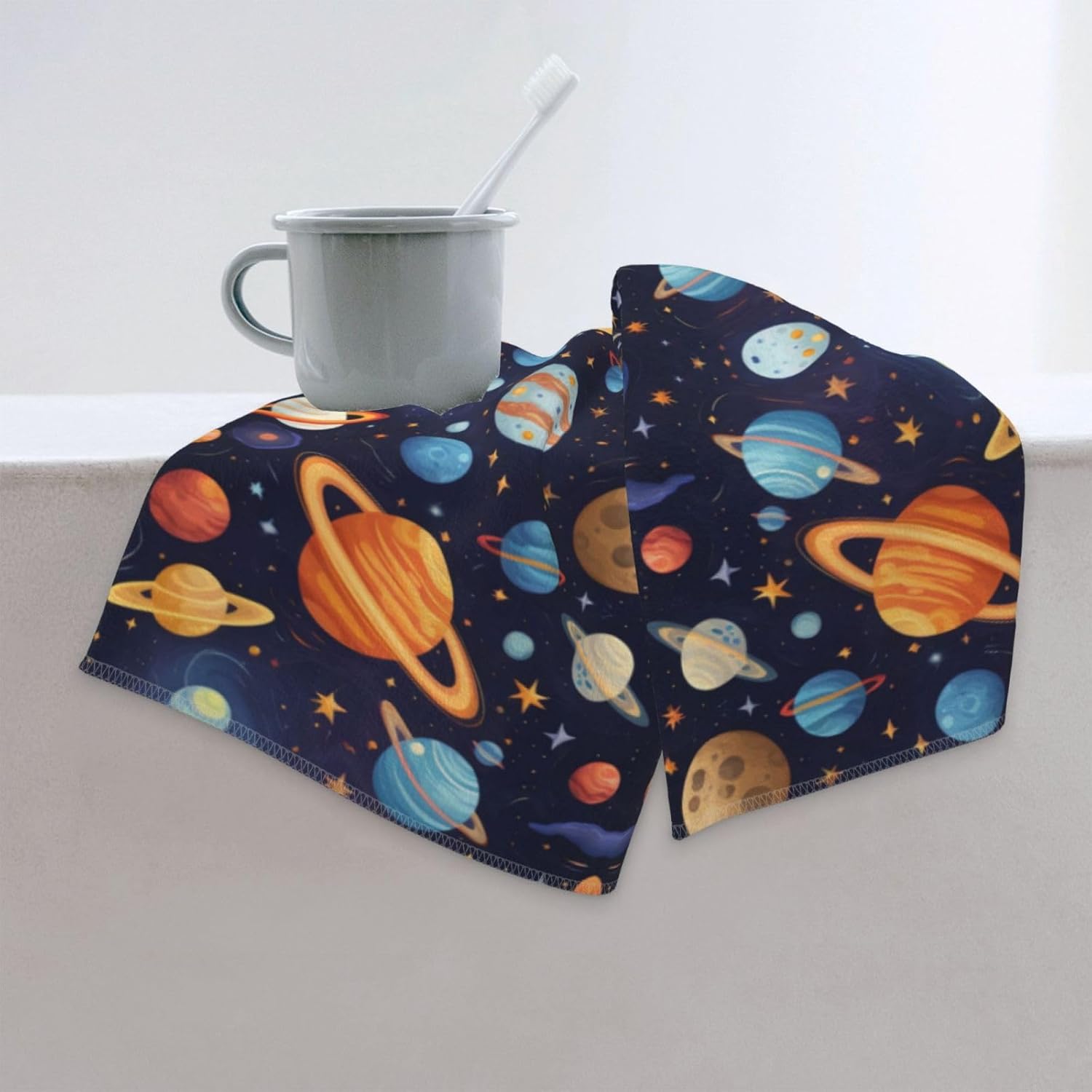 Galaxy Planet Print Hand Towels for Kitchen, Decorative Bathroom Towels Decor Farmhouse Cute for Men Women Gifts