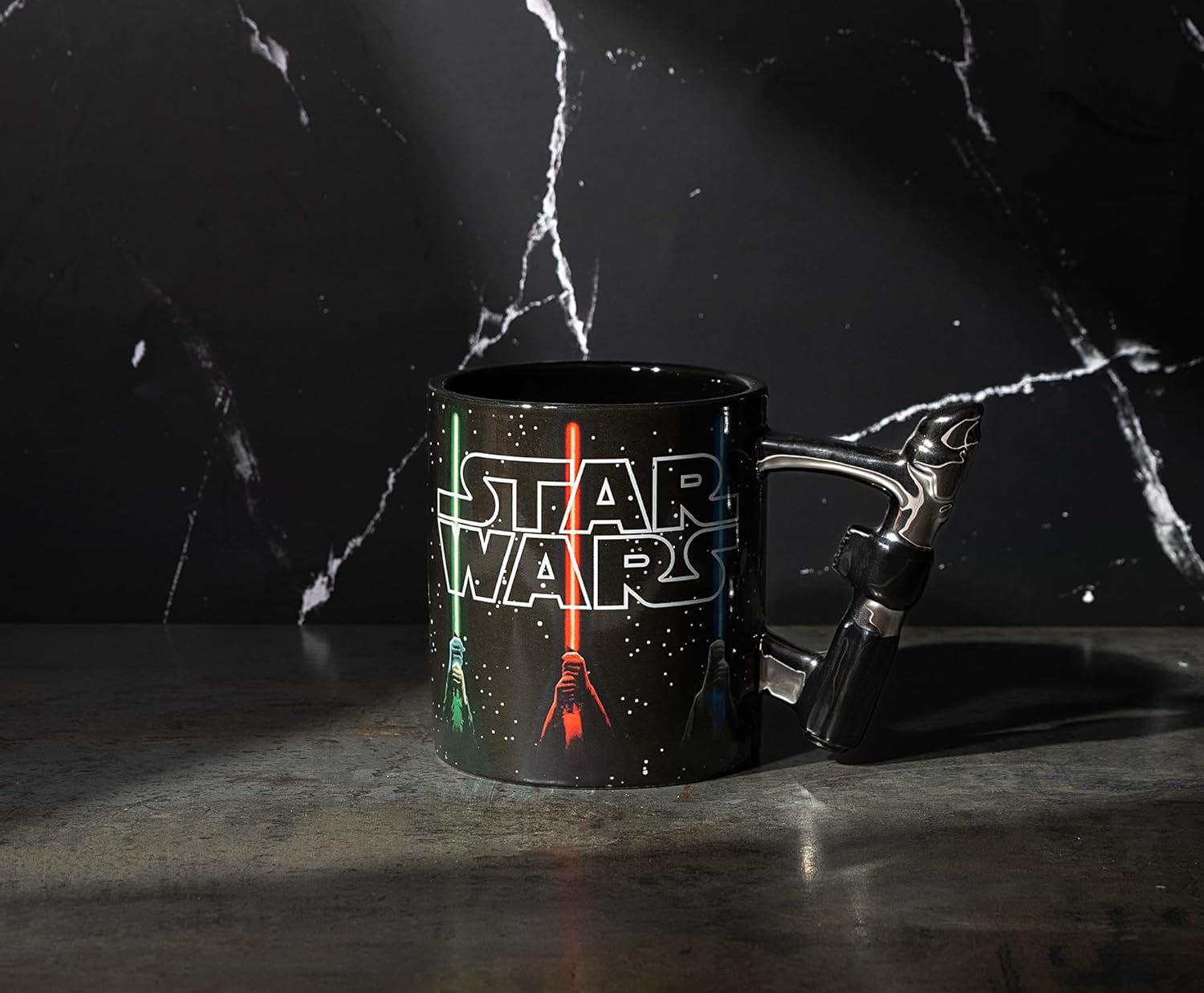 Silver Buffalo Star Wars Logo Ceramic Mug with Lightsaber Shaped Handle, 20 Ounces - Image 3