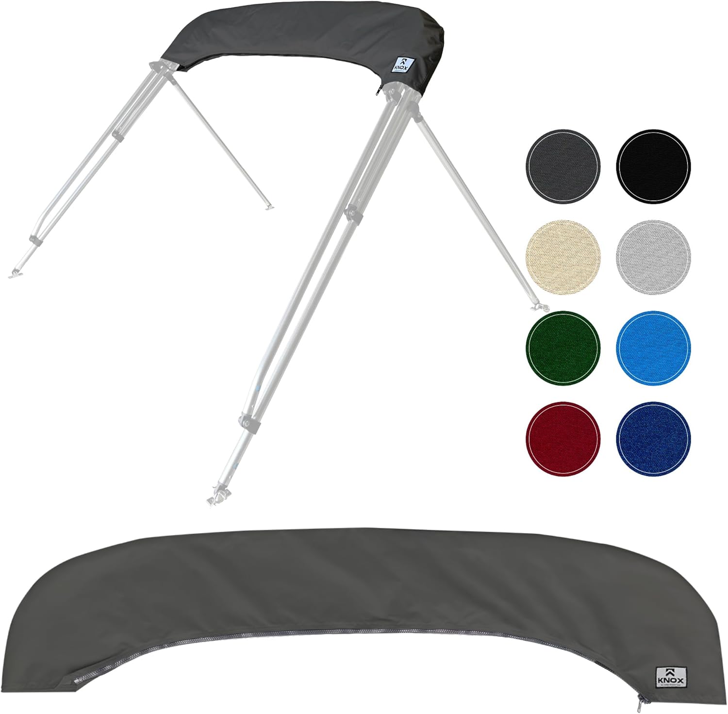 Bimini Top Boot Cover Replacement, Fits 3 Bow & 4 Bow Bimini Tops for Boats, 900D Marine Grade Canvas, Fadeproof, Waterproof Sun Shade Boat Canopy Storage, No Frame, 79"-84" W, Charcoal Gray
