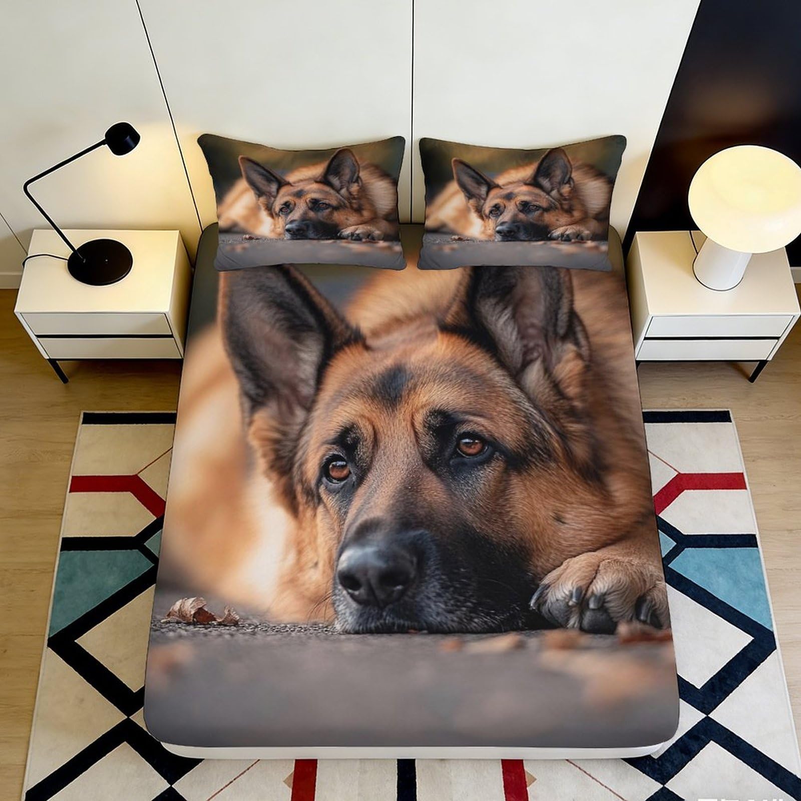 Dhbaneiok Style-2 3D Printed German Shepherd Fitted Sheet Microfiber Soft Anti-Slip Bed Sheet For Bedroom Decor Mattress Protection 90X200x25cm