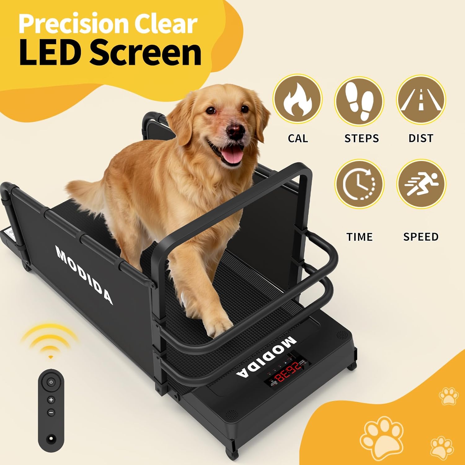 Dog Treadmill with Adjustable Speed, Pet Treadmill for Dogs, 1–10 km/h Indoor Exercise Machine for Small & Medium Dogs, Quiet Motor, LED Display, Remote Control
