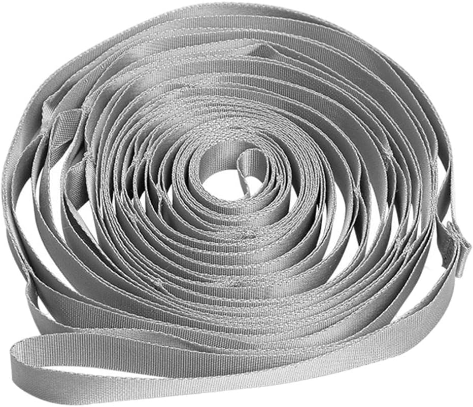 Camping Lanyard Rope for Hanging Gear and Organizing Supplies - 25 Loops - 16.4ft Nylon Strap - Outdoor Tent Accessories - Light Gray