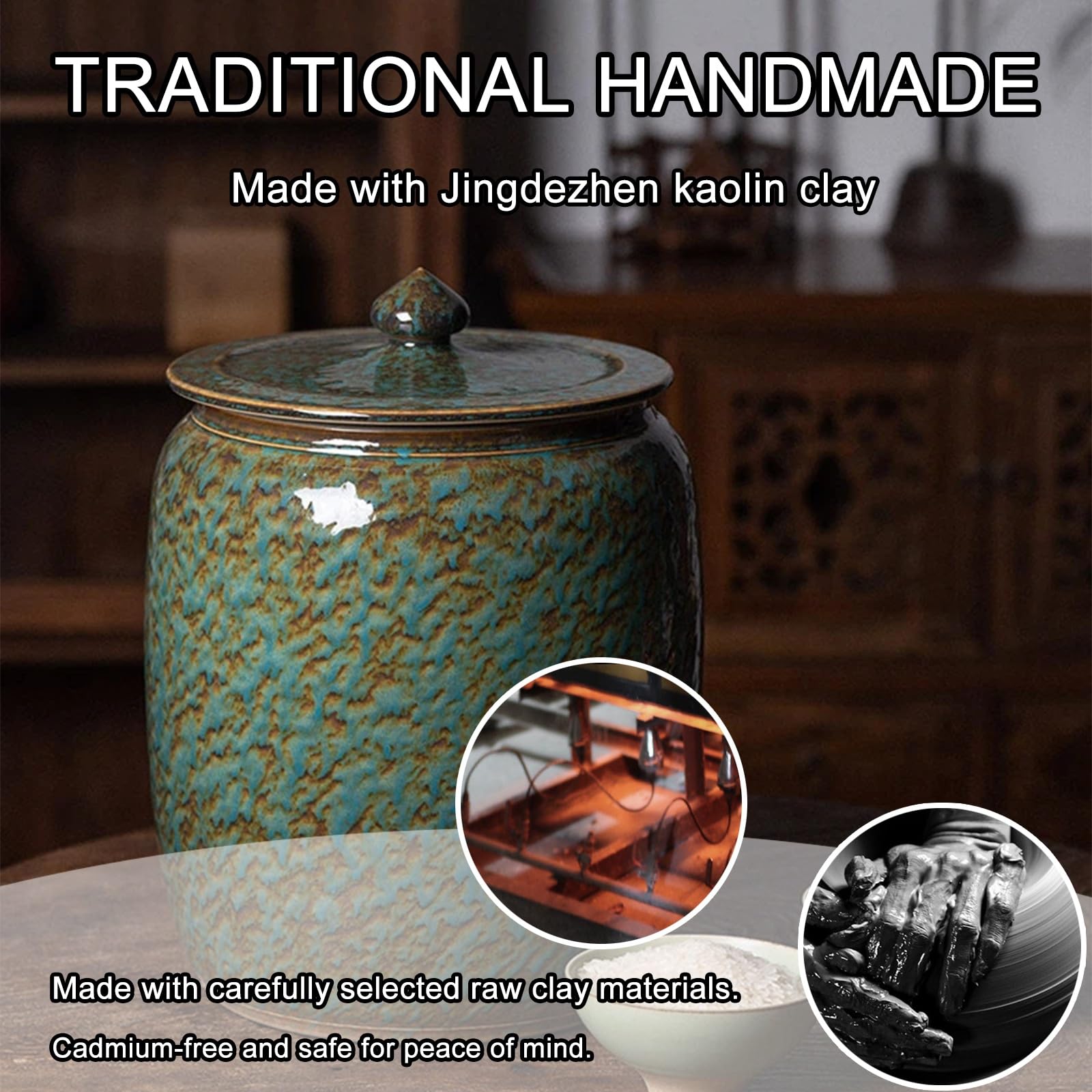 Ceramiczny pojemnik do przechowywania ryżu o dużej pojemności z pokrywką, uszczelniony kuchenny dozownik ziarna do mąki, cukru, płatków śniadaniowych, kawy i ryżu
