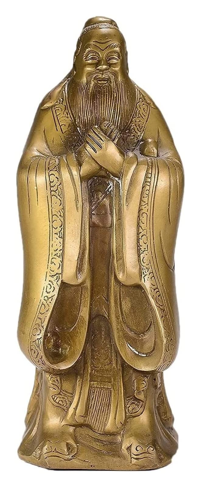 Regalos de Buena Suerte Escultura de Mesa Cobre Puro Agujero Estatua Latón Figura de Confucio Estatuas de Santos Adornos