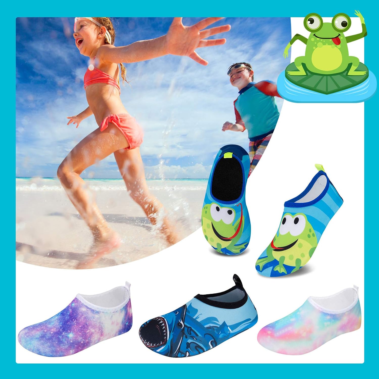 IceUnicorn Toddler Water Shoes Kids Quick Dry Water Swim Socks Boys Girls Non Slip Aqua Socks for Beach Swim Pool