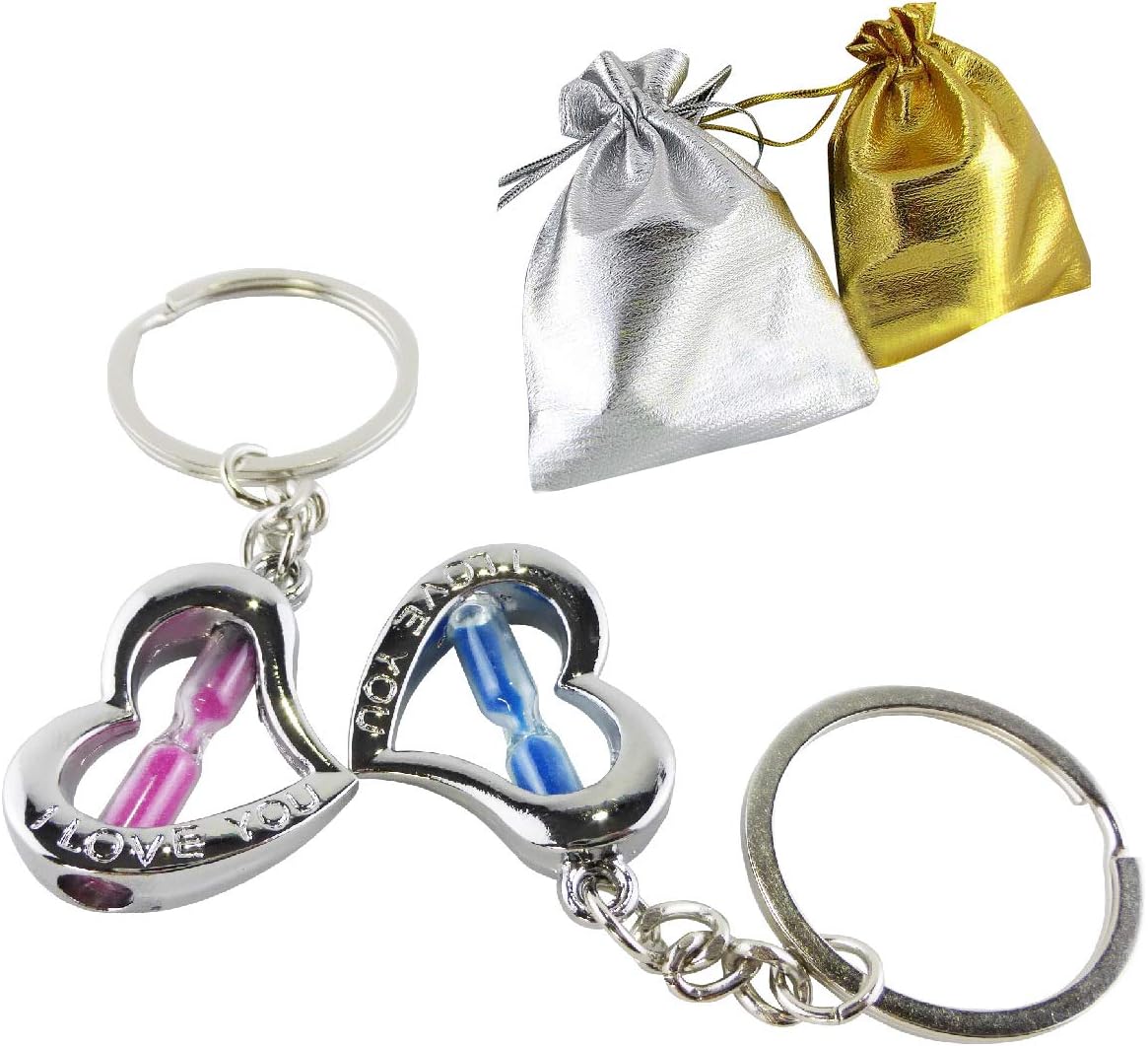 Amazon ペア キーホルダー 砂時計 カップル お揃い 二人だけの 永遠の時間を ギフト 袋 ハート型 アニメ 萌えグッズ 通販